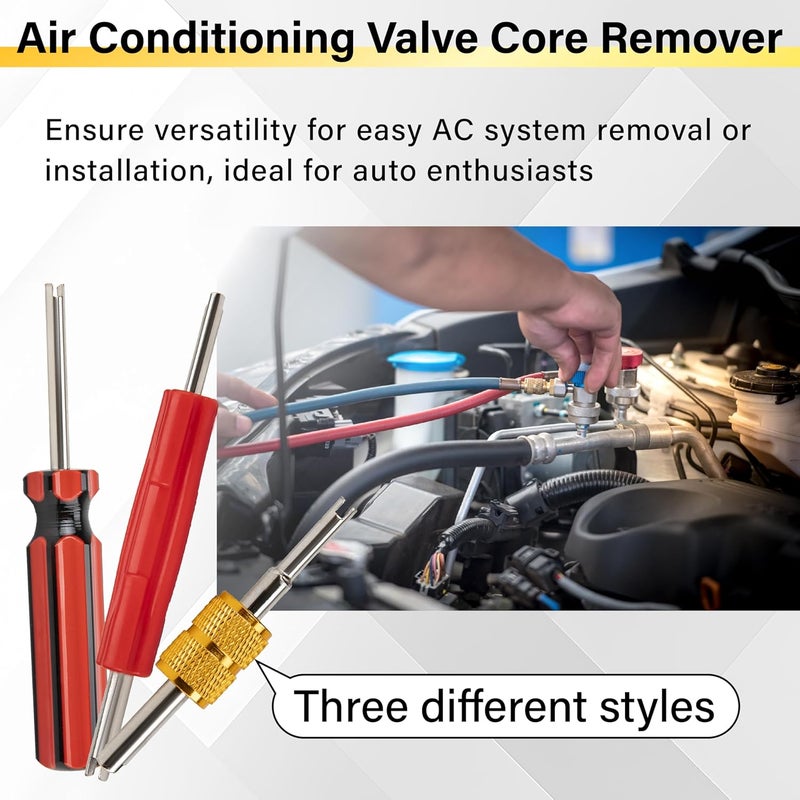 ecocstm 39 PCS Air Conditioning Valve Core Accessories Kit, R12 R134a Refrigeration Schrader Tire Valve Stem Cores with Single & Dual Heads Valve Core Remover Installer Tool, HVAC System Seal Caps Kit - Image 5